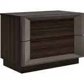 Strato Nightstand in Black Oak Finish & Brown Metal Lacquer